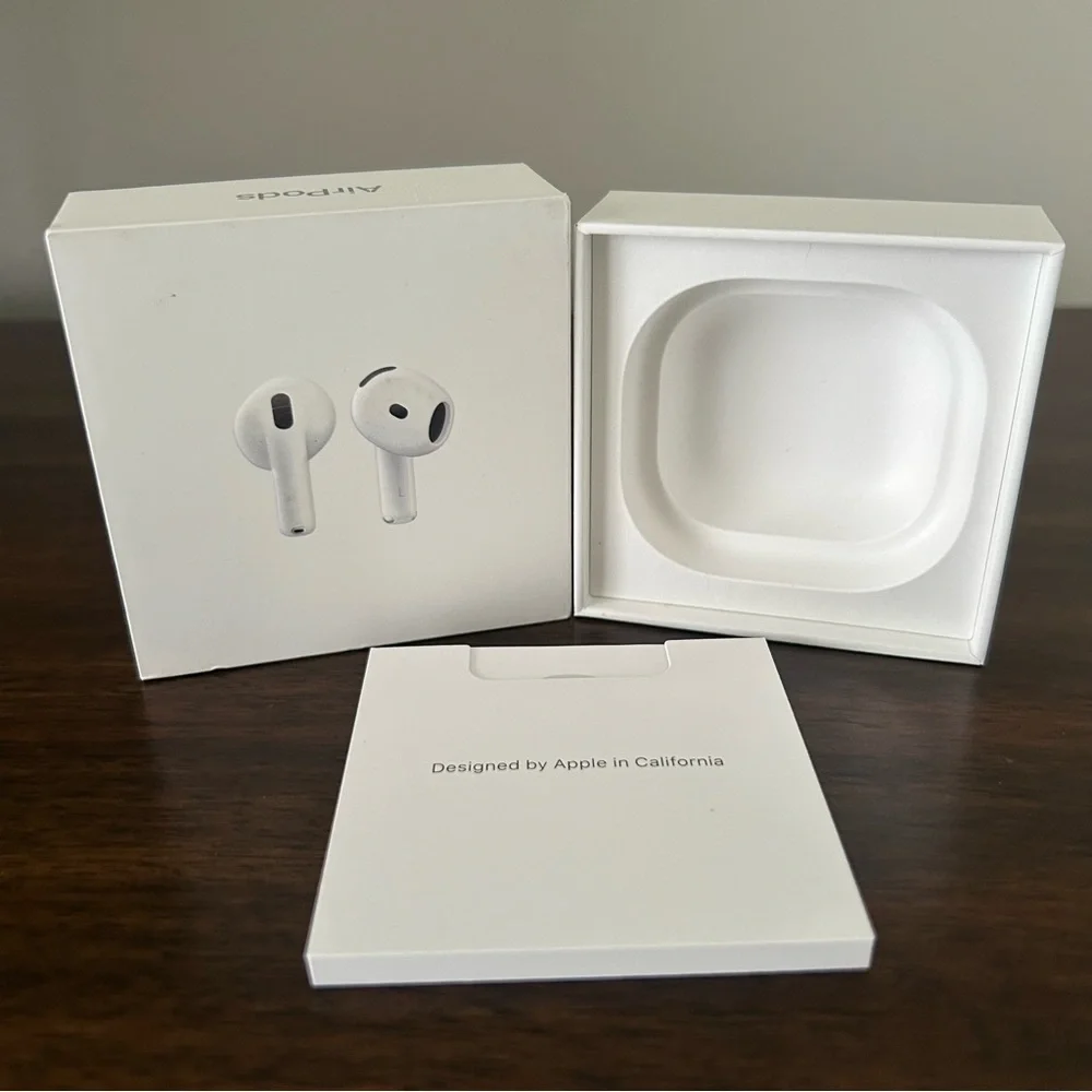 EMPTY Apple Airpods 4 Box with Papers White and Silver